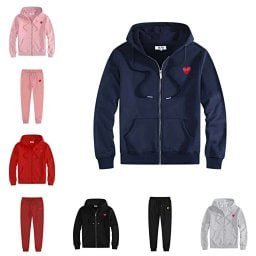 CDG Play Heart Logo Hoodie & Pants Tracksuit Set