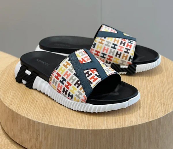 Hermes H Pattern Slide Sandals