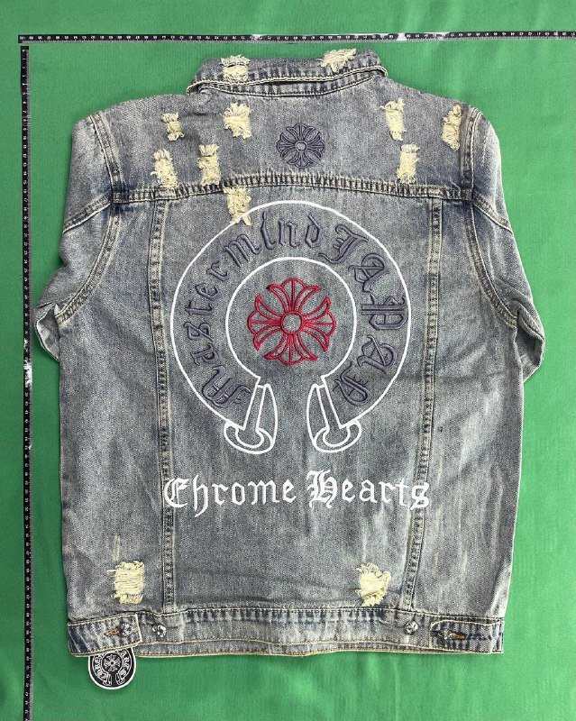 Chrome Hearts Distressed Denim Jacket