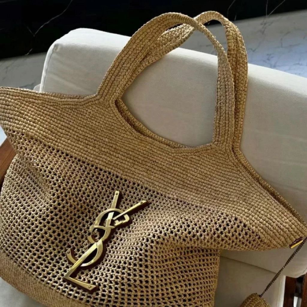 Saint Laurent Raffia Tote Bag