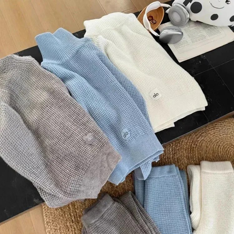 ALO Waffle Knit Sweater & Loose Straight Pants Set [3 styles]