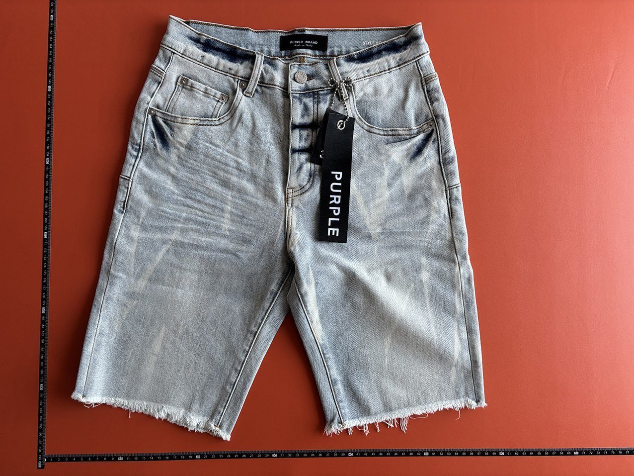 purple denim shorts